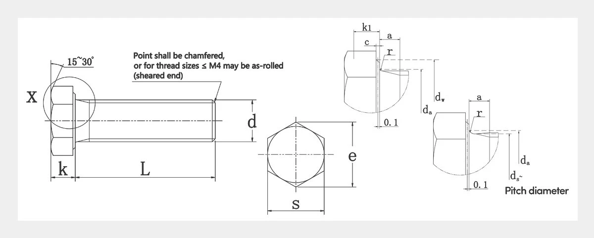 Stainless Steel Hexagon Bolts-2D